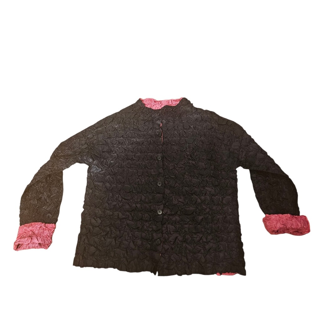 Reversible Quilted Button Front Jacket Black & Ma… - image 2